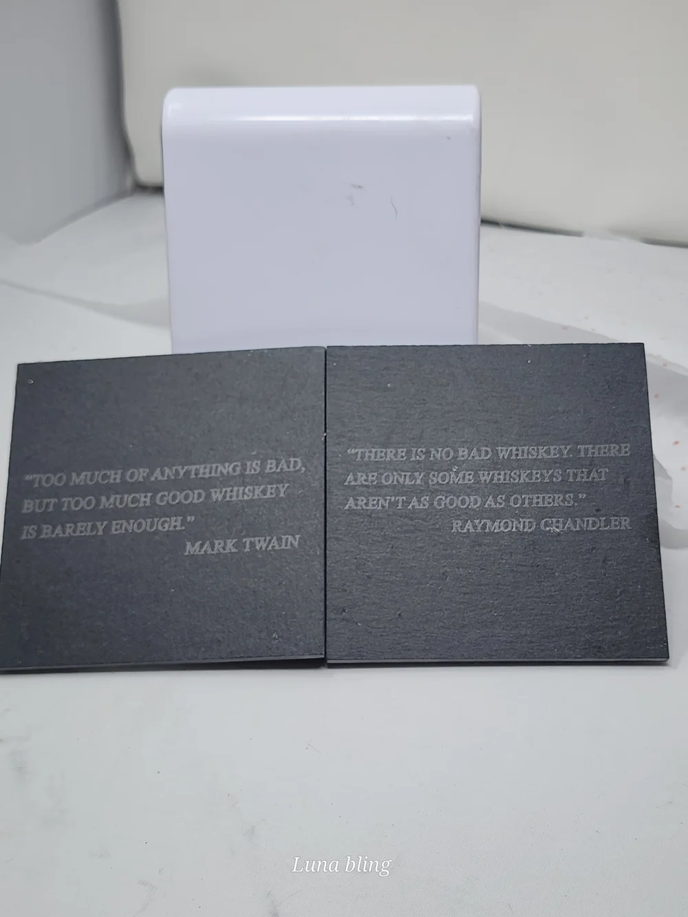 Set of 2 Black Slate Quote Coasters